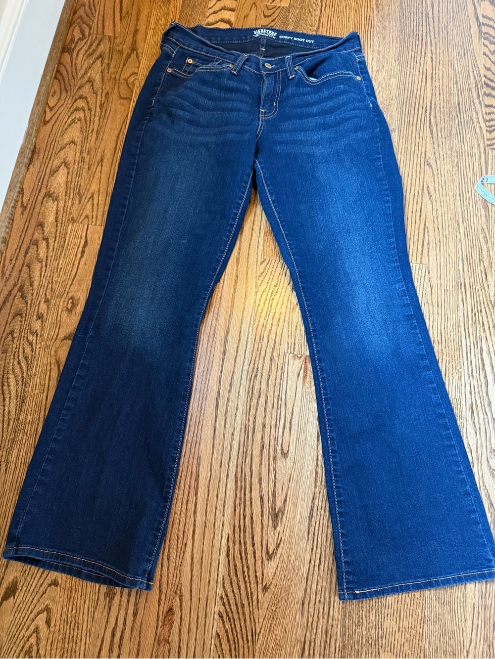 Signature by Levi Strauss Medium-Dark Blue Curvy Fit Boot-cut Jeans 12